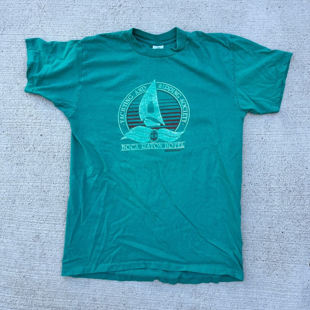 Vintage Teal Boca Raton Resort Wear T-shirt Size Large